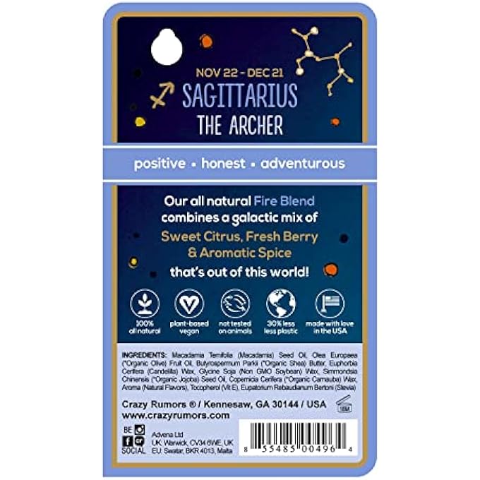 crazy rumors SAGITTARIUS ZODIAC ALL NATURAL, PLANT BASED LIP BALM TO MOISTURIZE AND NOURISH YOUR LIPS - FIRE BLEND (SWEET ORANGE, FRESH BERRY, AROMATIC SPICE) - Image 2